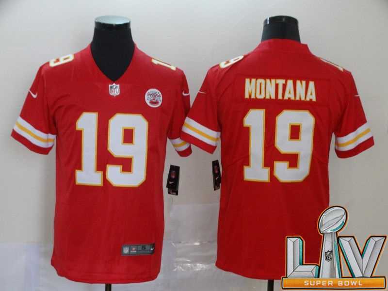 Super Bowl LV 2021 Men Kansas City Chiefs 19 Montana Red Nike Vapor Untouchable Limited NFL Jersey